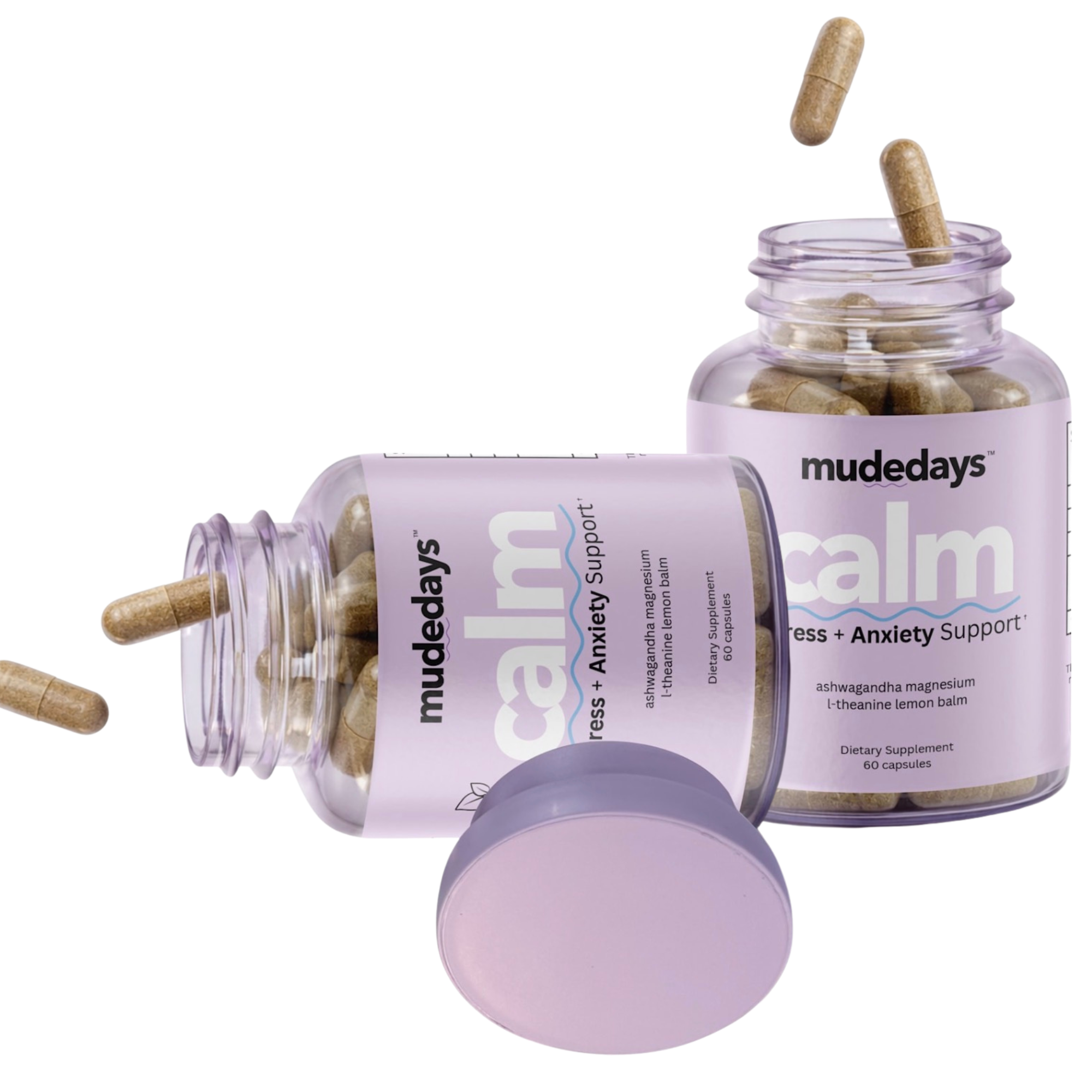 MUDEDAYS Calm anxiety relief supplement capsules for stress, anxiety support and nervous system regulation