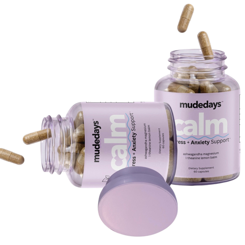 MUDEDAYS Calm anxiety relief supplement capsules for stress, anxiety support and nervous system regulation